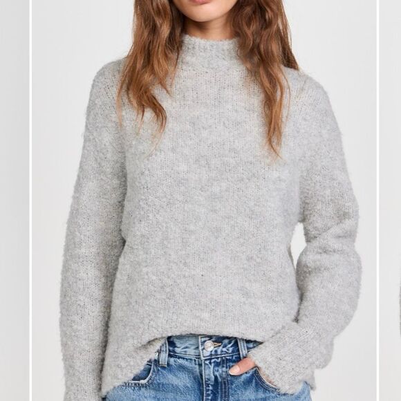 NEW Madewell Wool-Alpaca Blend Bouclé-Knit Oversized Sweater Size S grey soft - Picture 10 of 10